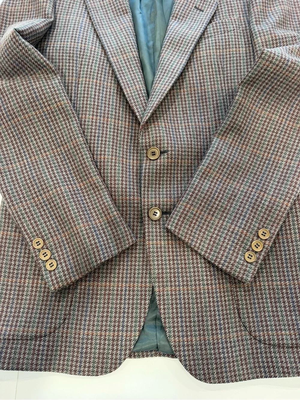 Vintage Marzotto Serie Oro Brown Houndstooth Italian Wool Zignone Blazer (48 R)